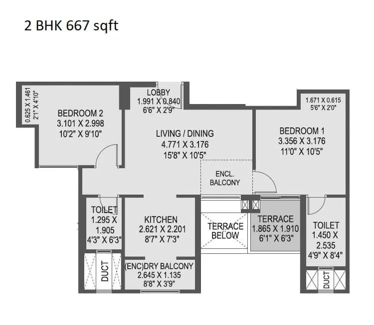 Unit plan - 667 sq.ft.