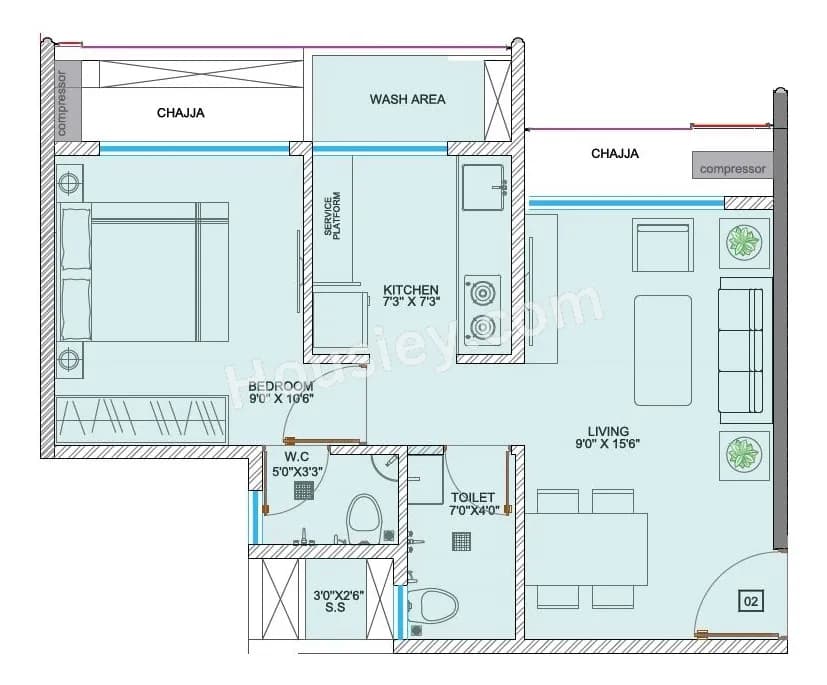 Unit plan - 433 sq.ft.