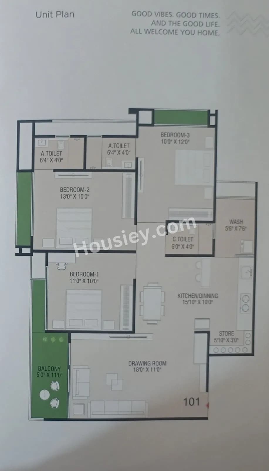 Unit plan - 1014 sq.ft.
