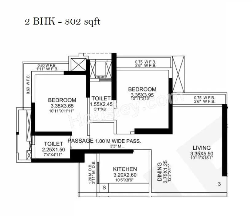 Unit plan - 802 sq.ft.
