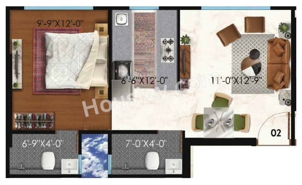 Unit plan - 455 sq.ft.
