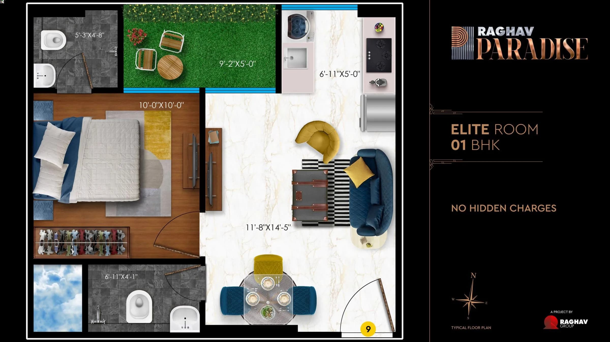 Unit plan - 410 sq.ft.