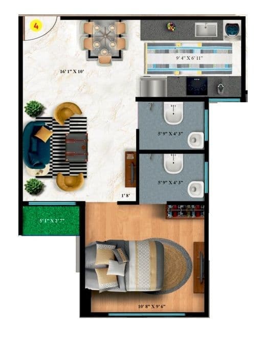 Unit plan - 400 sq.ft.