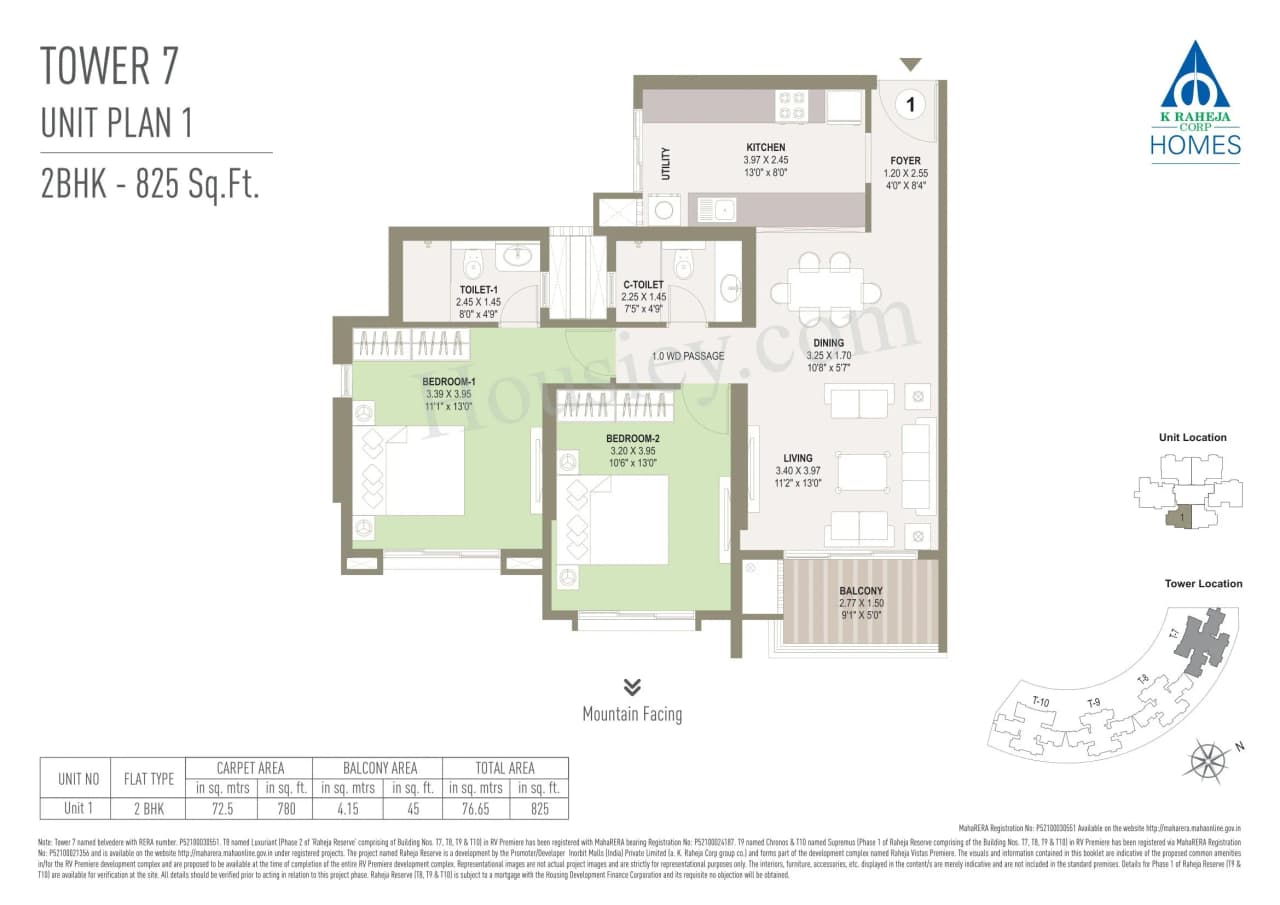 Unit plan - 825 sq.ft.