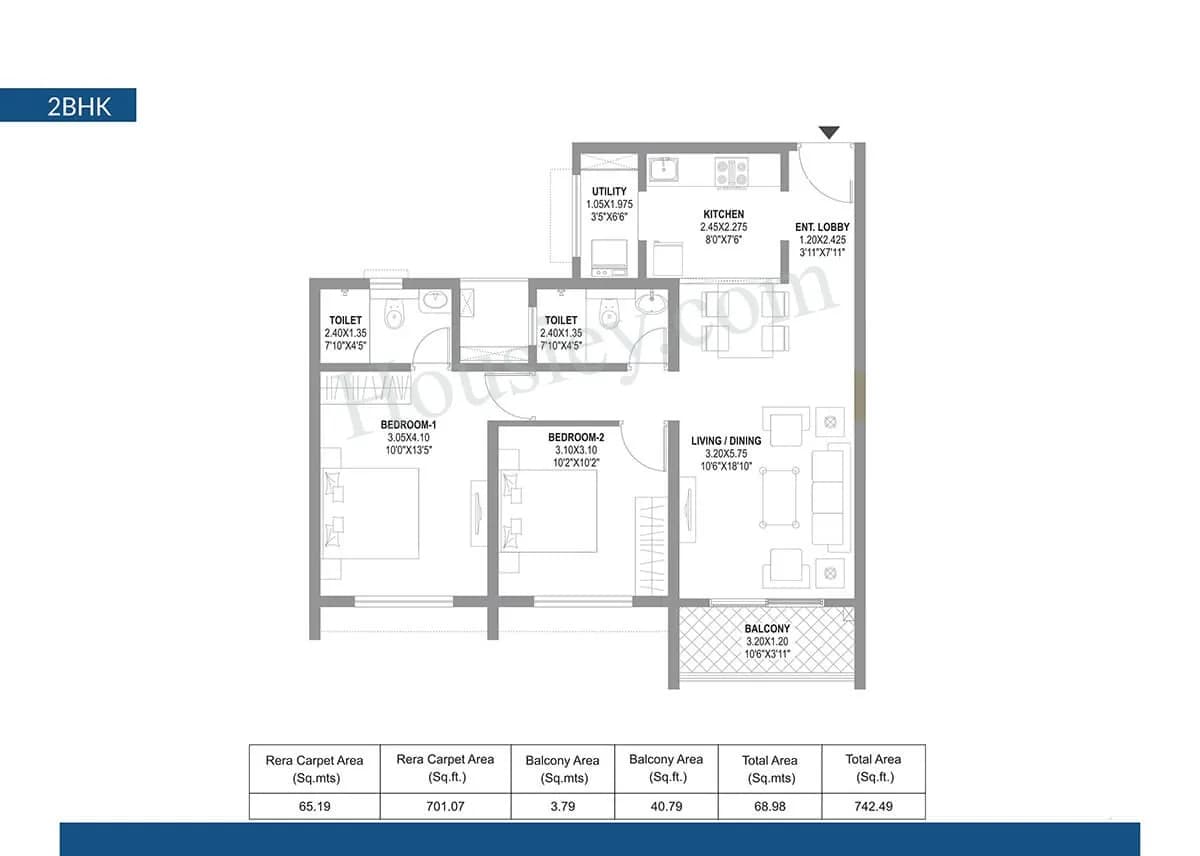 Unit plan - 743 sq.ft.