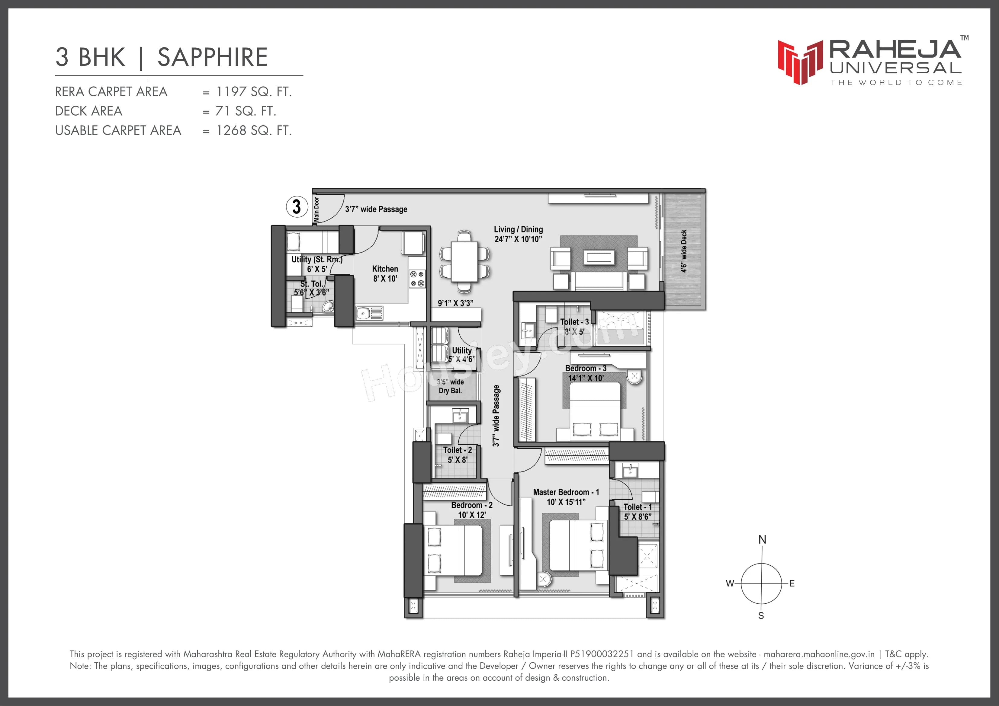 Unit plan - 1197 sq.ft.