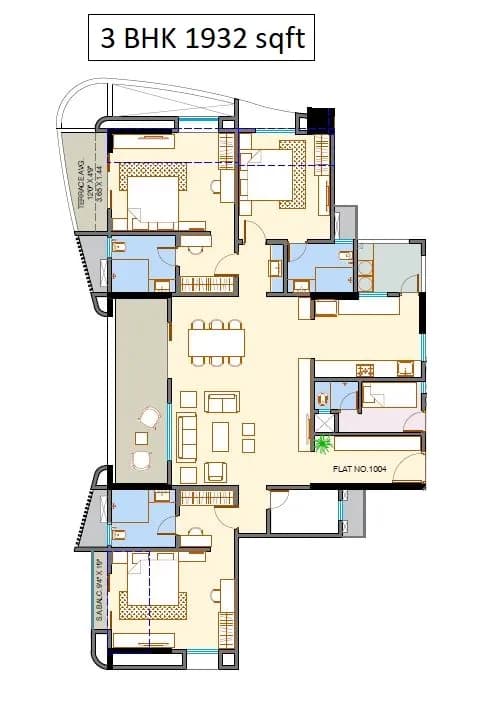 Unit plan - 1932 sq.ft.
