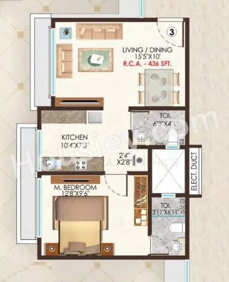 Unit plan - 436 sq.ft.