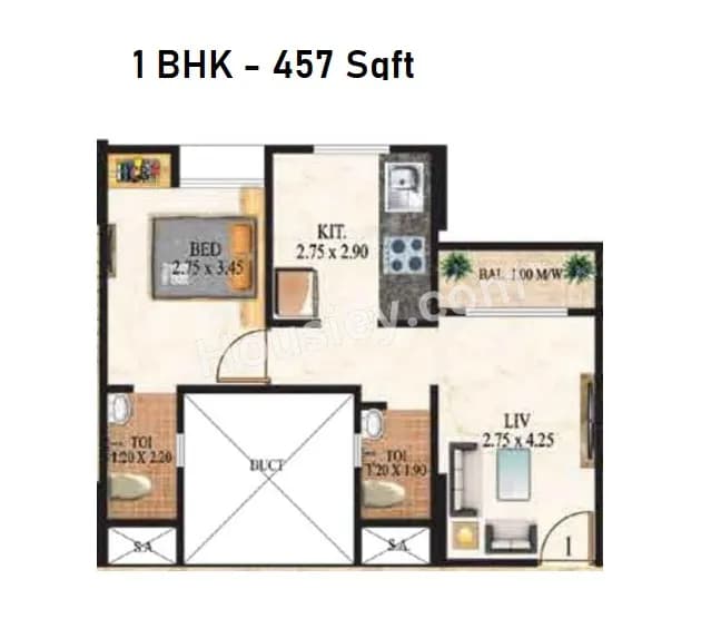 Unit plan - 457 sq.ft.