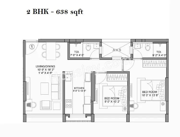 Unit plan - 638 sq.ft.