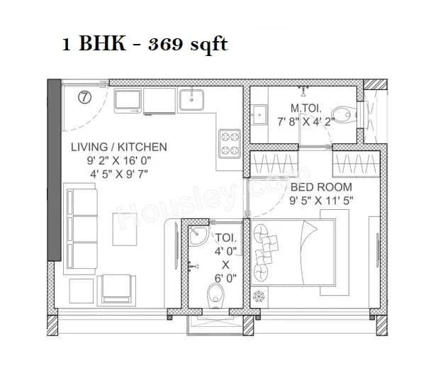 Unit plan - 369 sq.ft.