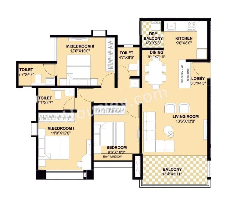 Unit plan - 997 sq.ft.