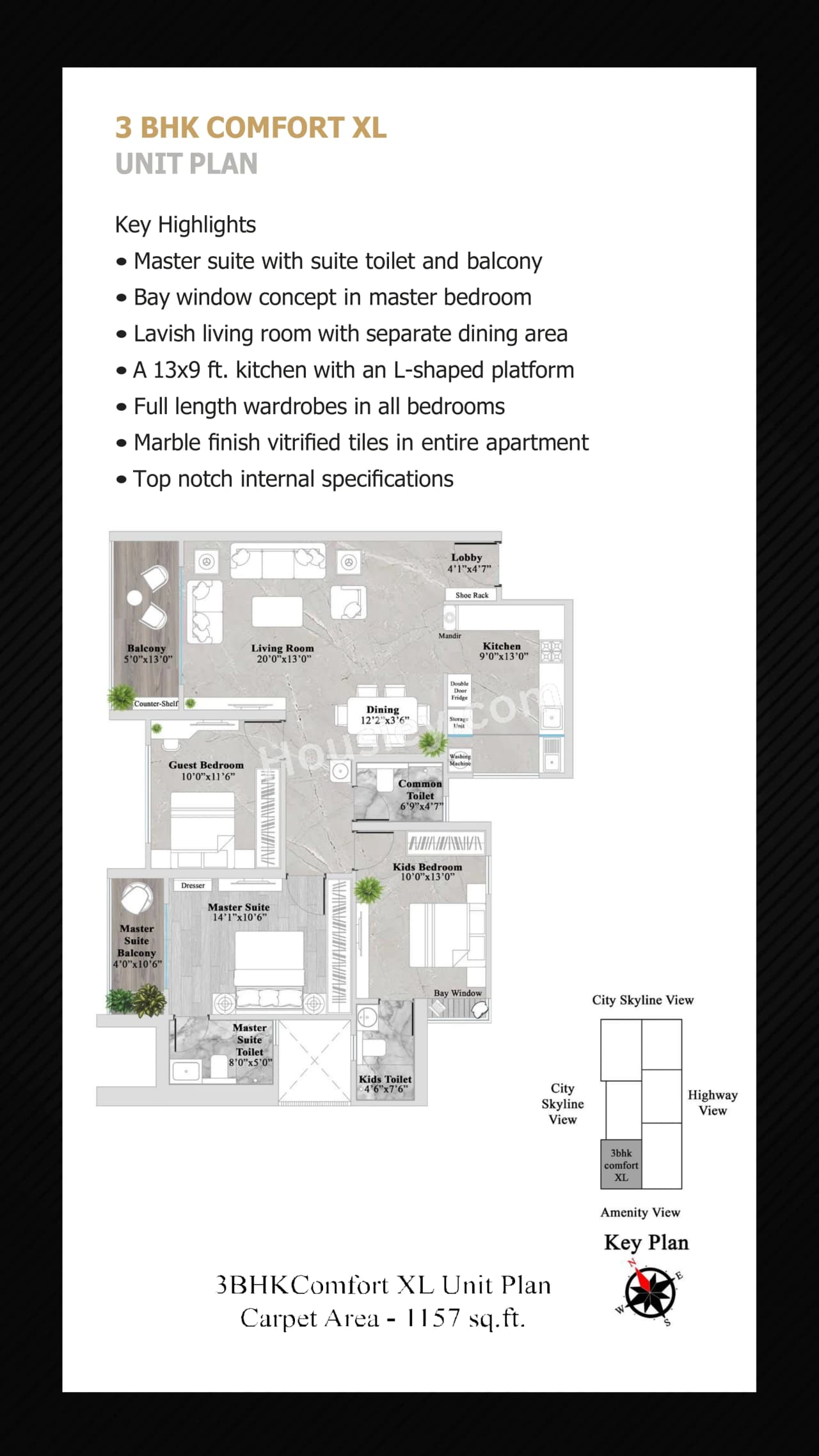 Unit plan - 1157 sq.ft.