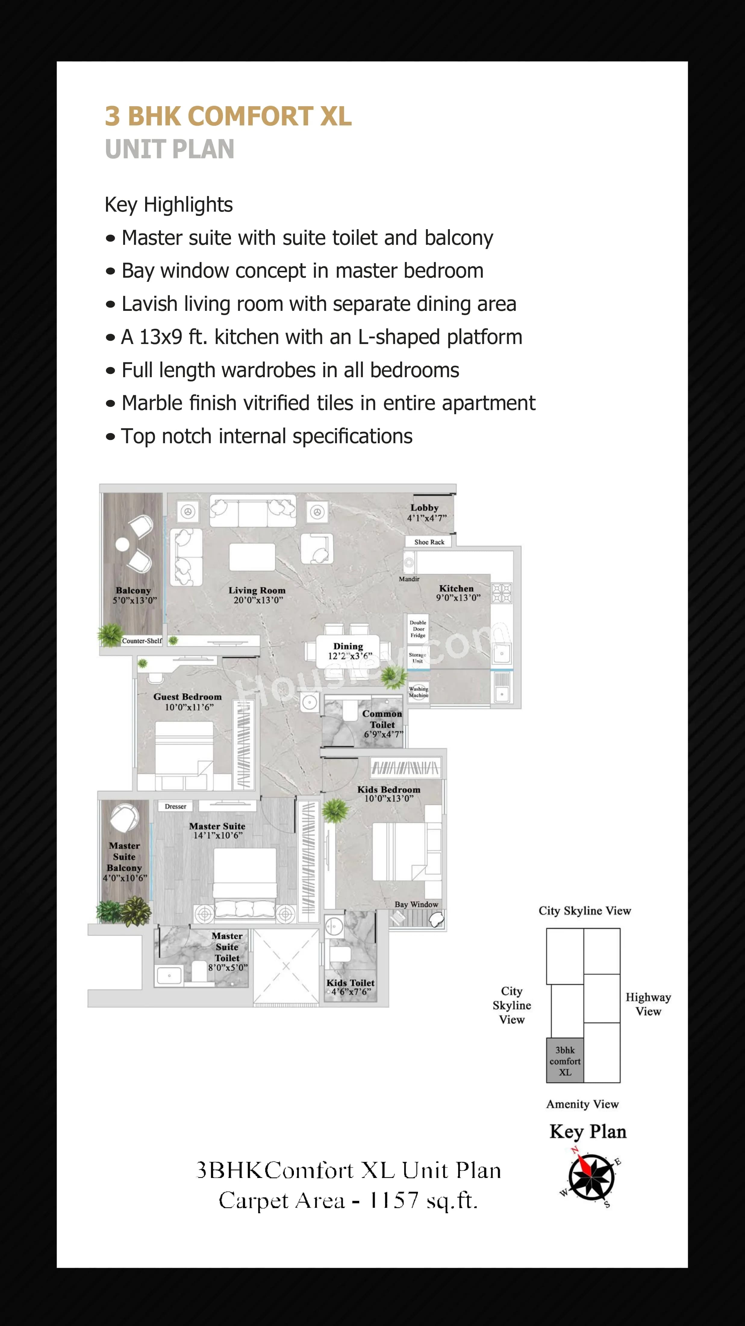 Unit plan - 1157 sq.ft.