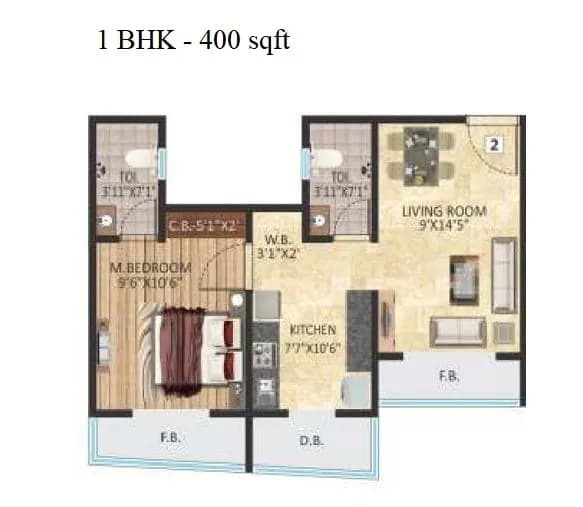 Unit plan - 400 sq.ft.