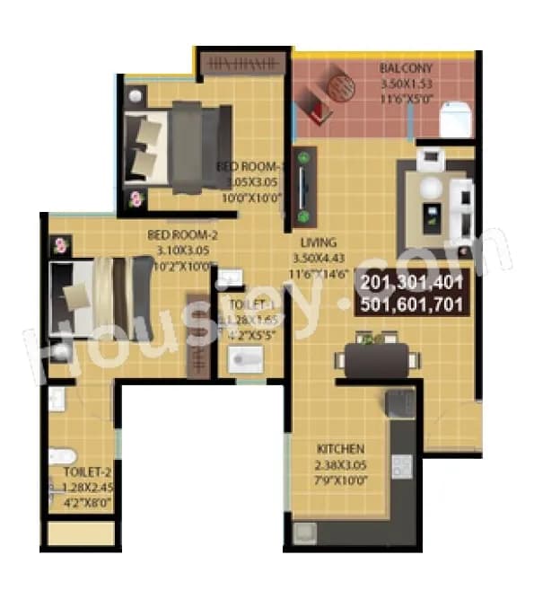 Unit plan - 613 sq.ft.