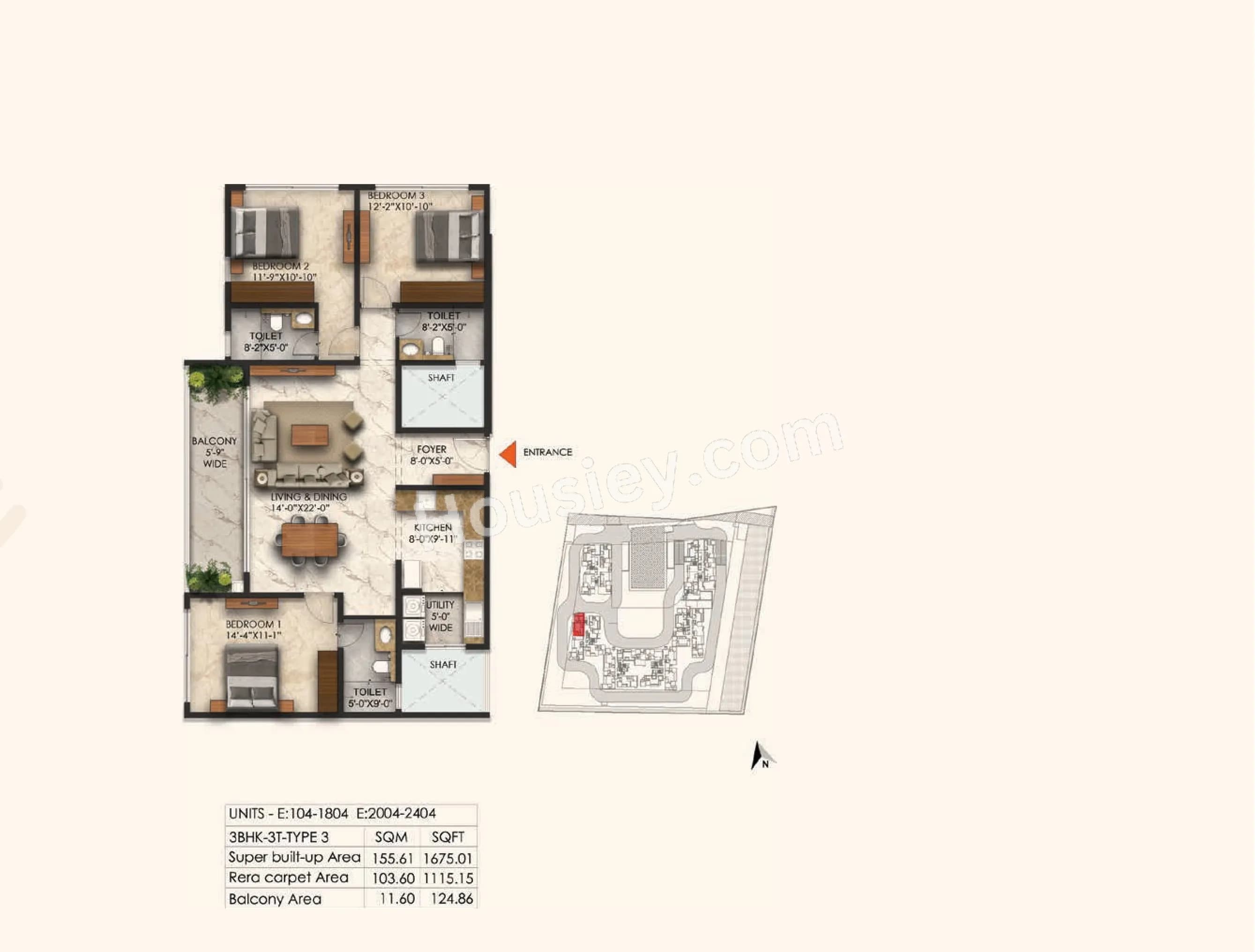 Unit plan - 1115 sq.ft.