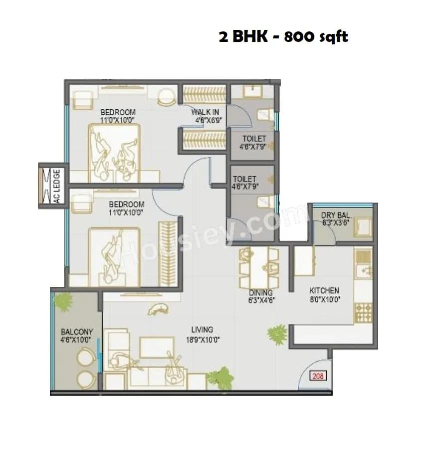 Unit plan - 800 sq.ft.