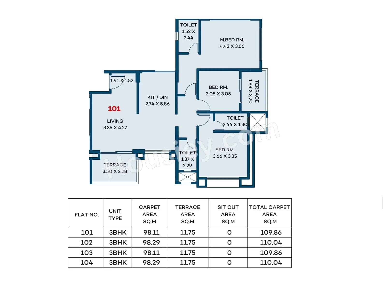 Unit plan - 1183 sq.ft.