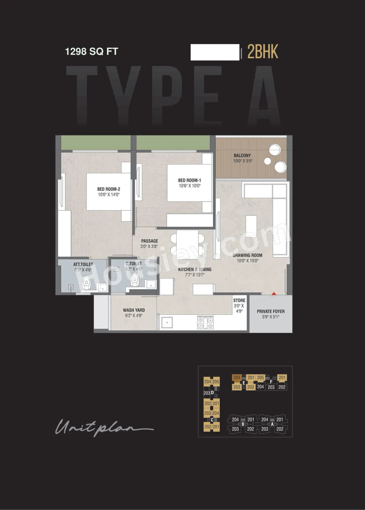Unit plan - 714 sq.ft.