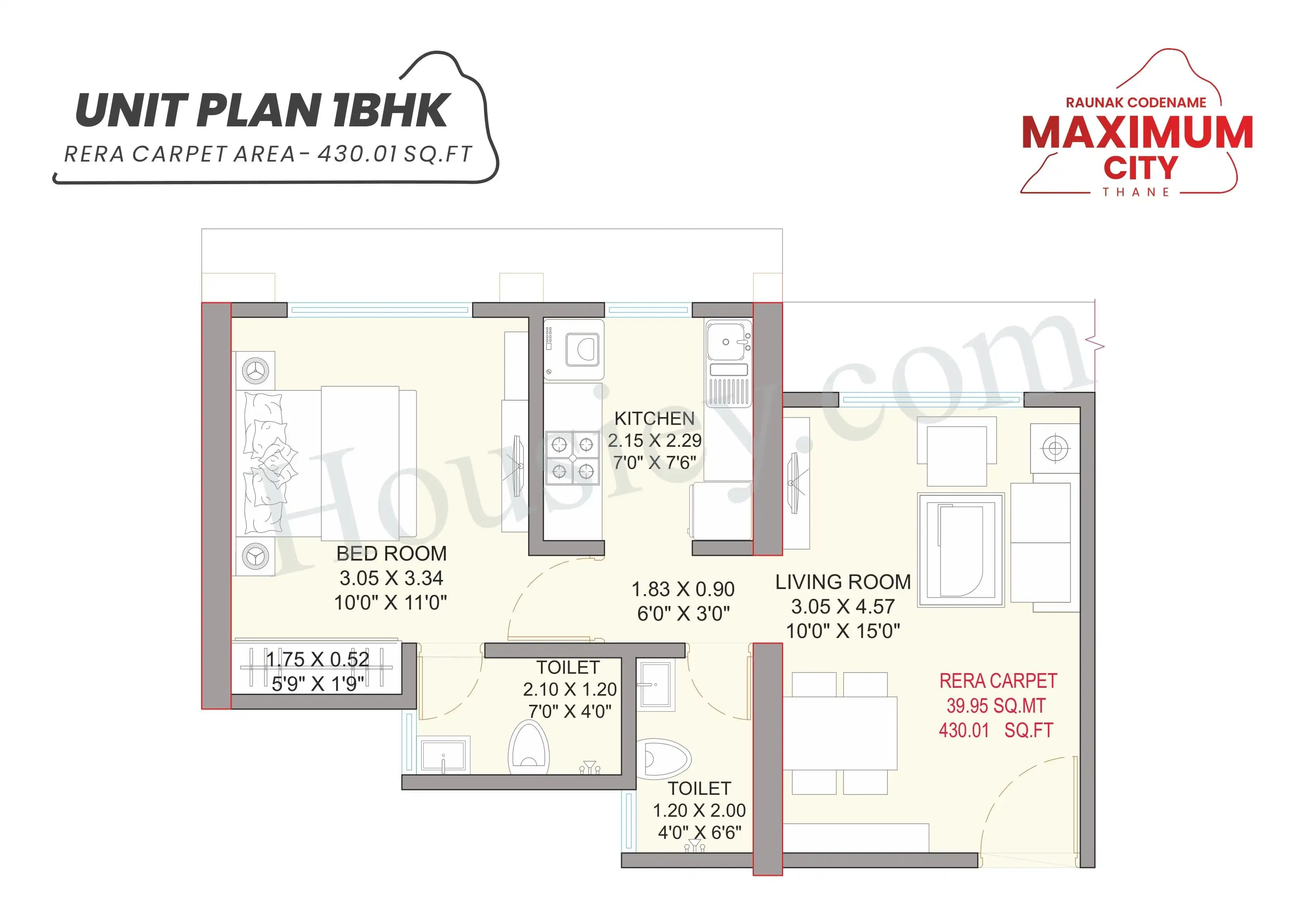 Unit plan - 430 sq.ft.