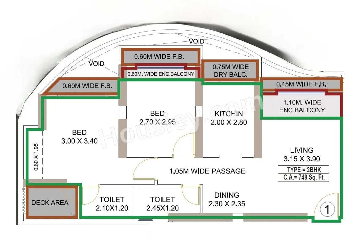 Unit plan - 748 sq.ft.