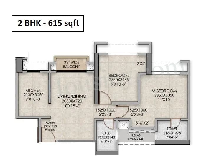 Unit plan - 615 sq.ft.
