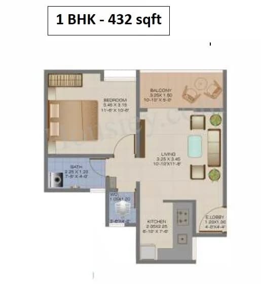 Unit plan - 432 sq.ft.