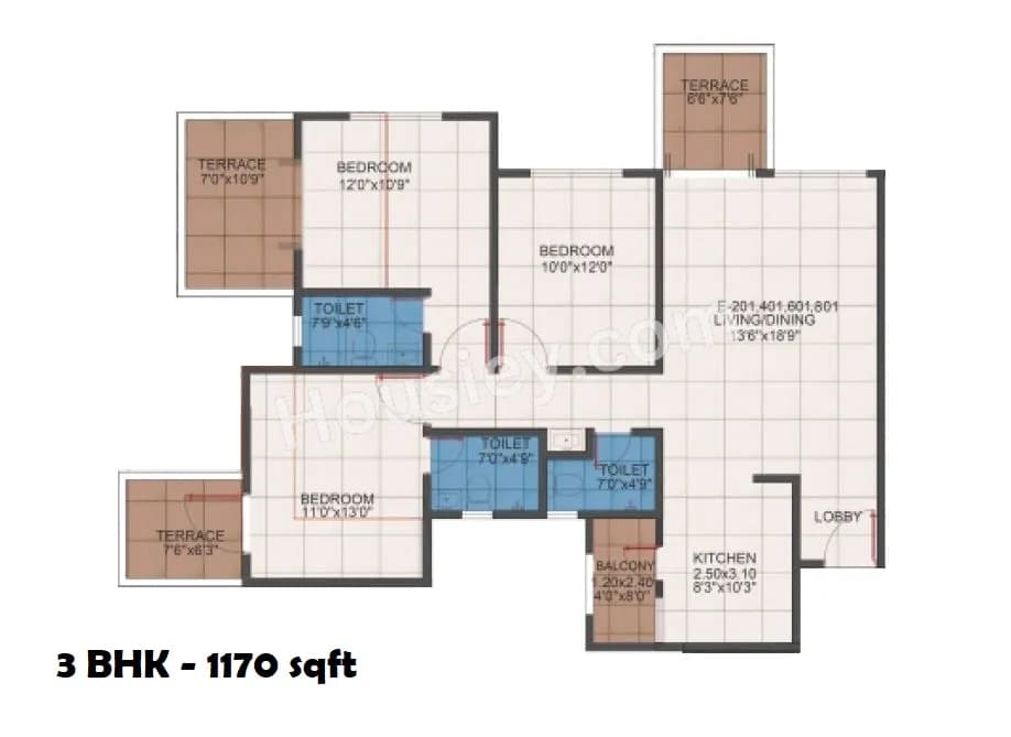 Unit plan - 1170 sq.ft.