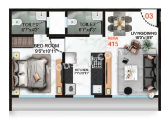 Unit plan - 415 sq.ft.