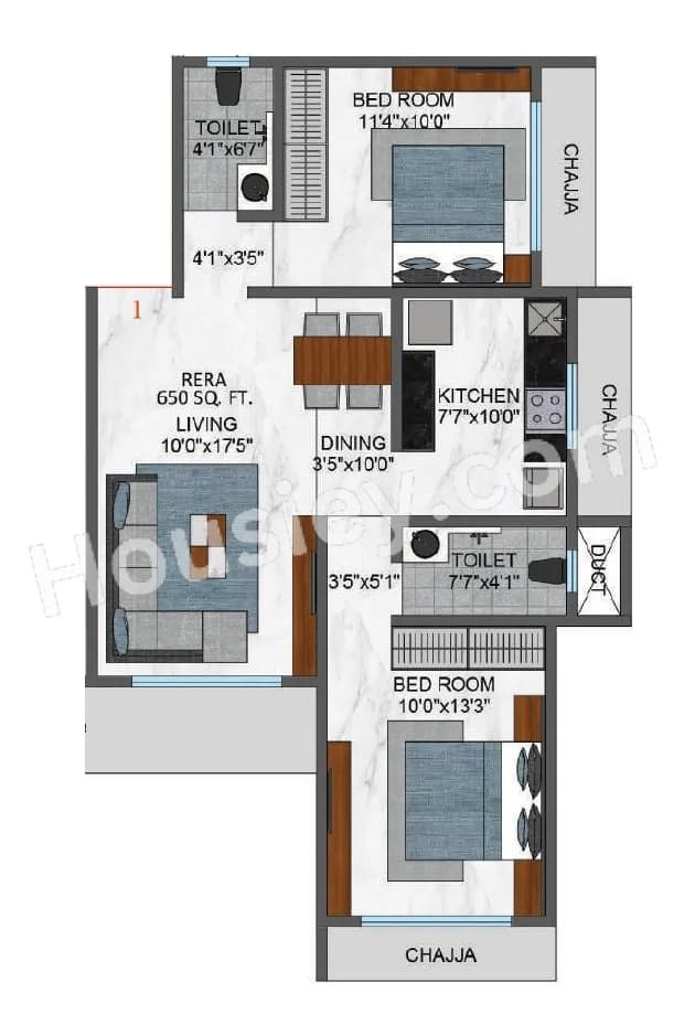 Unit plan - 650 sq.ft.