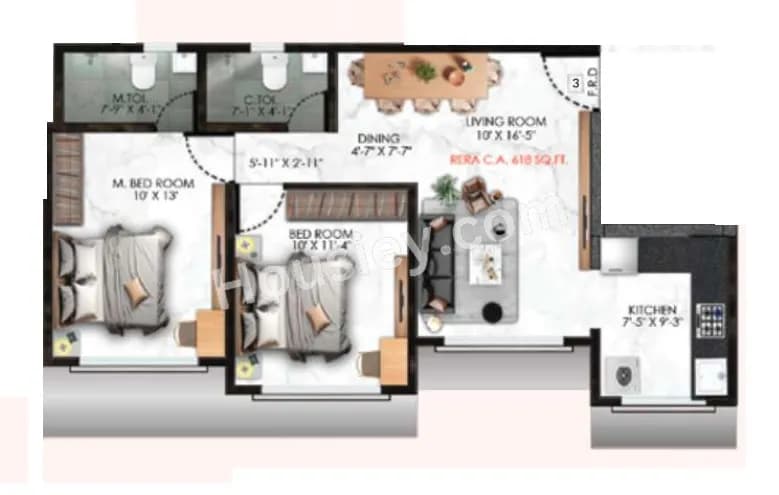 Unit plan - 618 sq.ft.