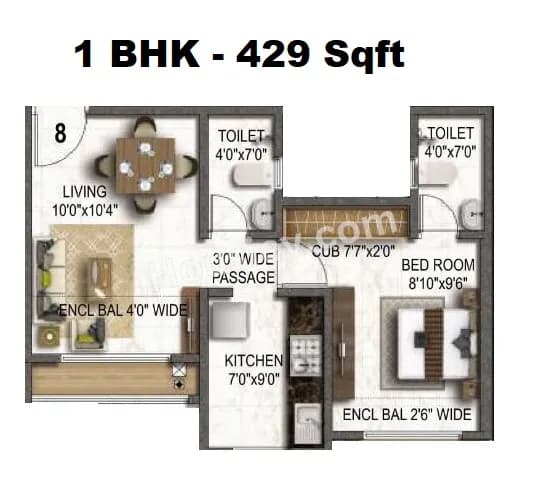 Unit plan - 429 sq.ft.