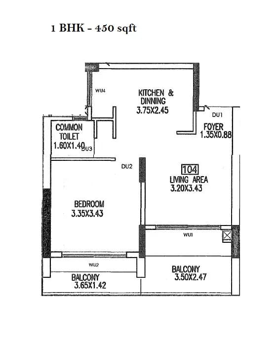 Unit plan - 450 sq.ft.