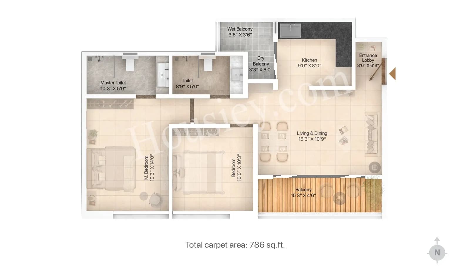 Unit plan - 786 sq.ft.