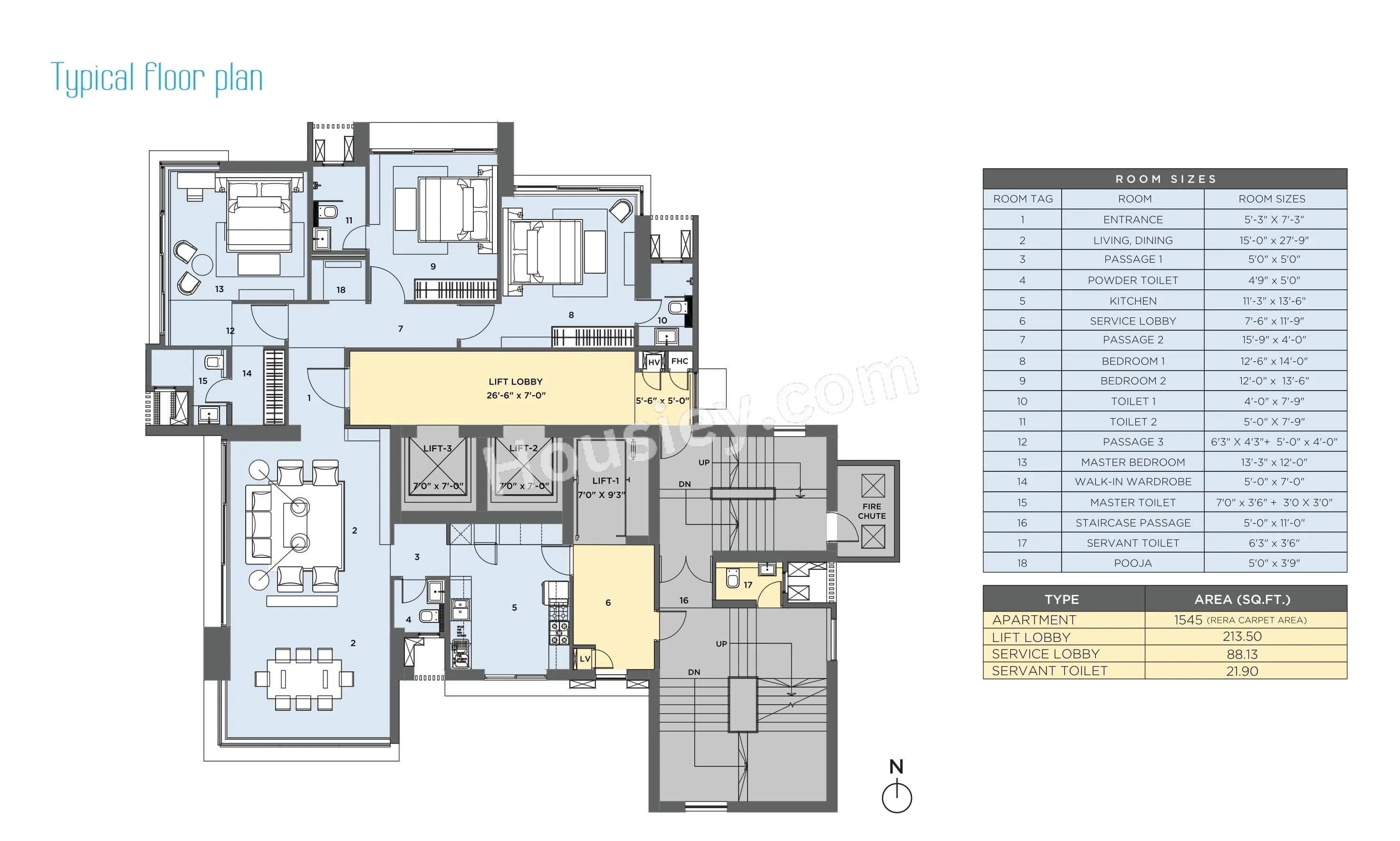 Unit plan - 1545 sq.ft.