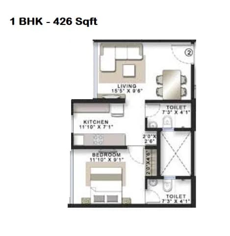 Unit plan - 426 sq.ft.