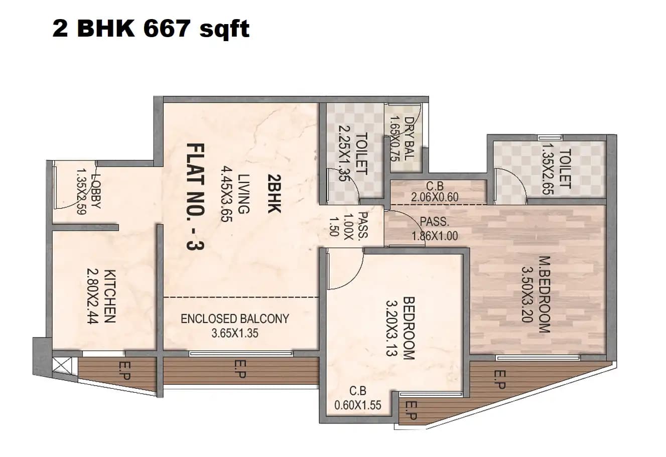 Unit plan - 667 sq.ft.