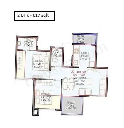 Unit plan - 617 sq.ft.