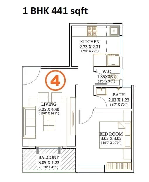 Unit plan - 441 sq.ft.