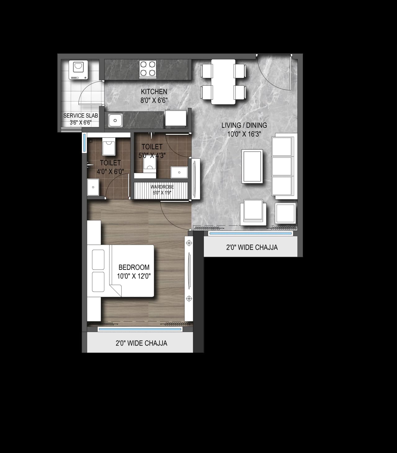 Unit plan - 401 sq.ft.