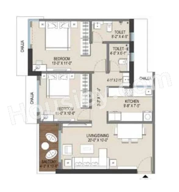 Unit plan - 755 sq.ft.