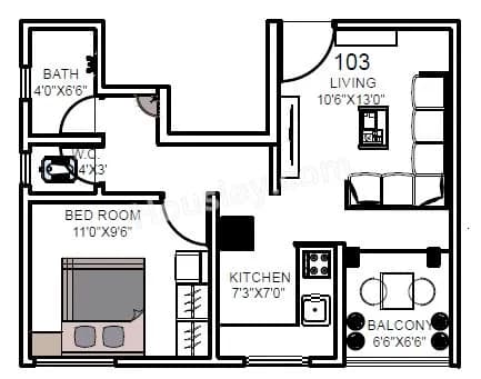 Unit plan - 434 sq.ft.