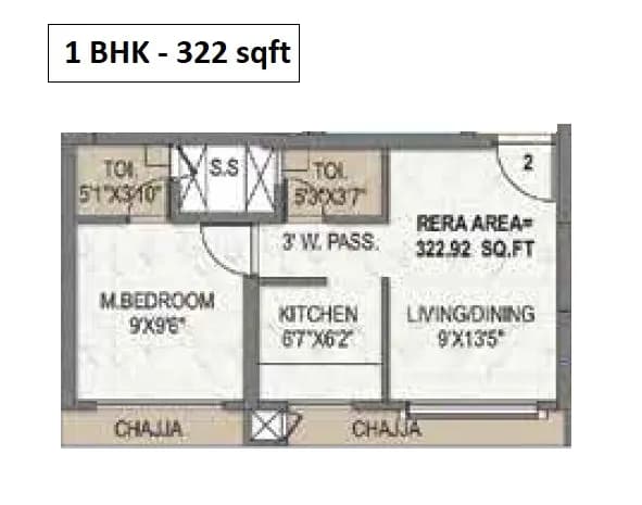 Unit plan - 322 sq.ft.