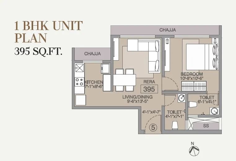 Unit plan - 395 sq.ft.