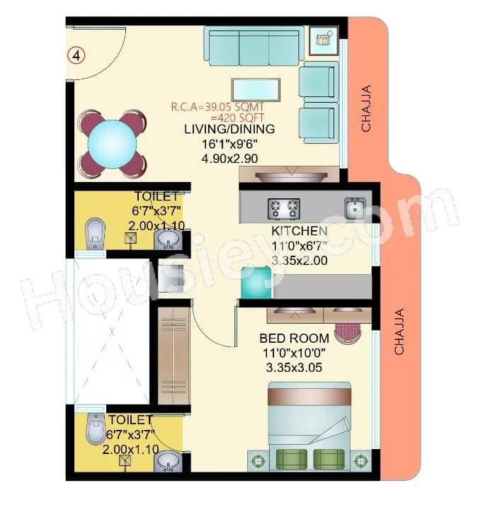 Unit plan - 420 sq.ft.