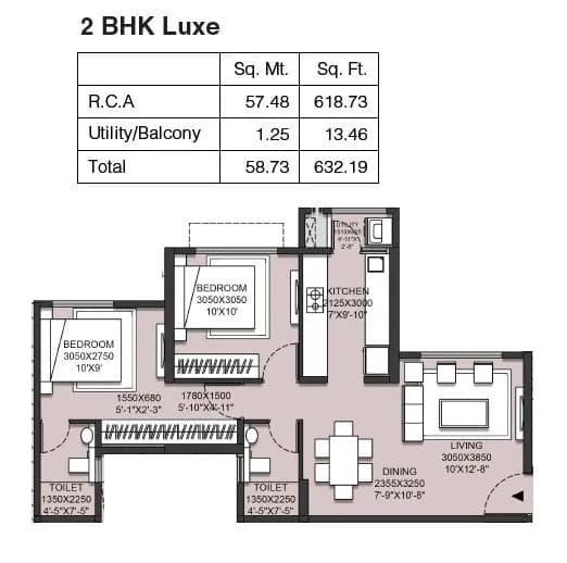 Unit plan - 632 sq.ft.
