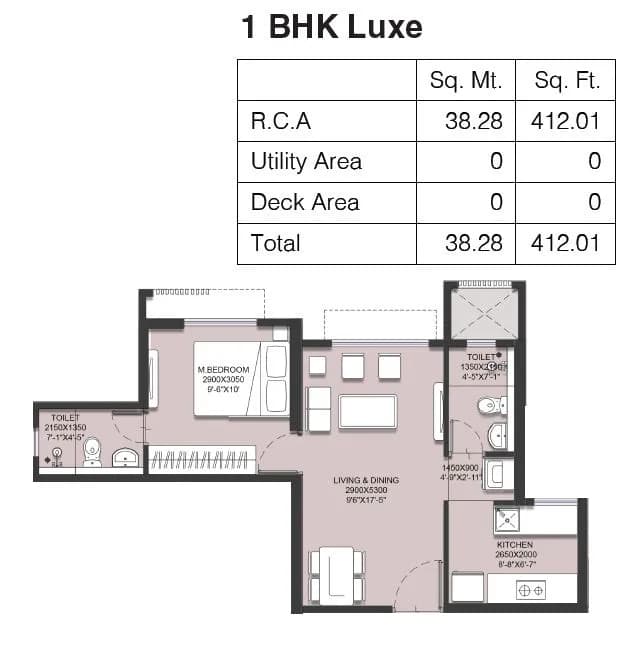 Unit plan - 412 sq.ft.