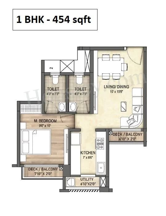 Unit plan - 454 sq.ft.