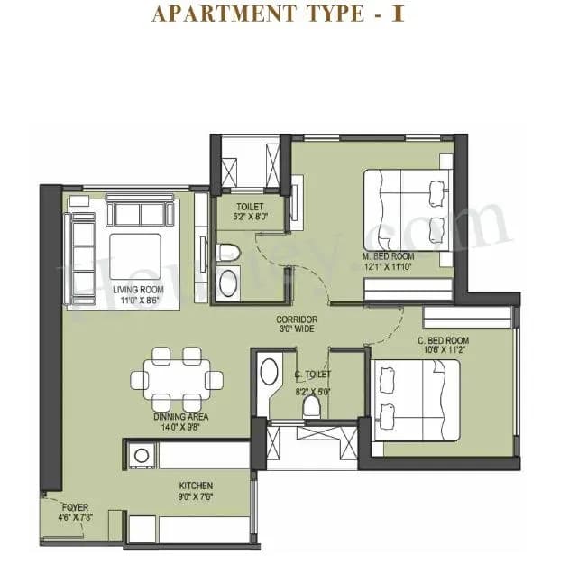 Unit plan - 708 sq.ft.
